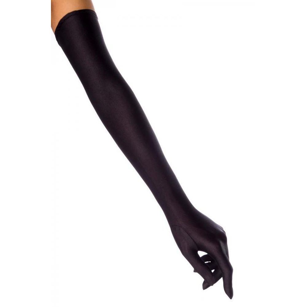 Atixo - Extra Long Satin Gants de costume - Noir